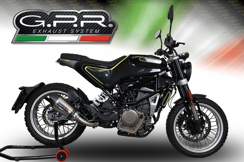Scarico compatibile con Husqvarna Svartpilen 401 2018-2019, GP Evo4 Titanium, Scarico omologato, silenziatore con db killer estraibile e raccordo specifico