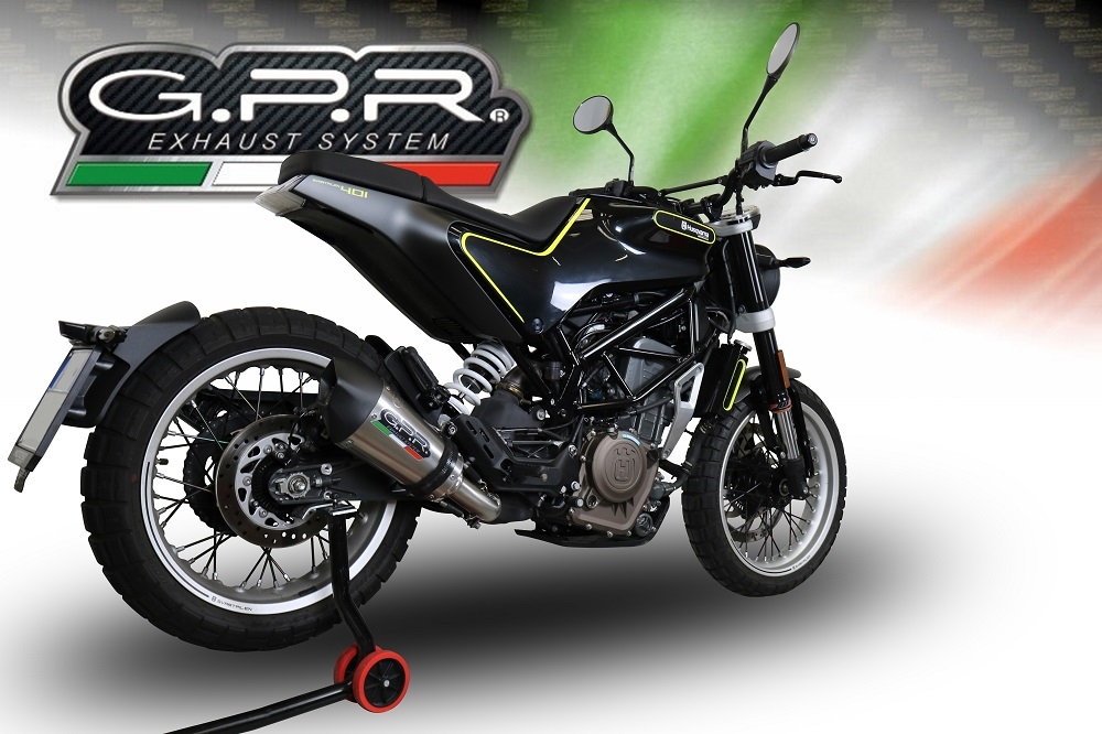 Scarico compatibile con Husqvarna Svartpilen 401 2018-2019, GP Evo4 Titanium, Scarico omologato, silenziatore con db killer estraibile e raccordo specifico