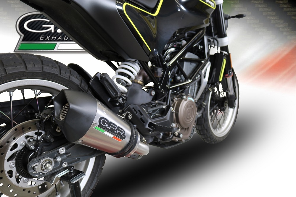 Scarico compatibile con Husqvarna Svartpilen 401 2018-2019, GP Evo4 Titanium, Scarico omologato, silenziatore con db killer estraibile e raccordo specifico