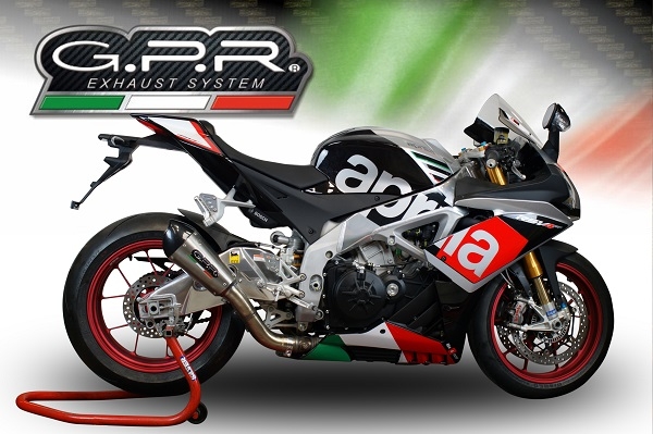 Exhaust system compatible with Aprilia Rsv4 1000 2015-2016, Gpe Ann. titanium, Homologated legal slip-on exhaust including removable db killer and link pipe 