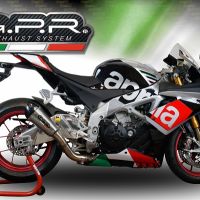 Exhaust system compatible with Aprilia Rsv4 1000 2015-2016, Gpe Ann. titanium, Homologated legal slip-on exhaust including removable db killer and link pipe 