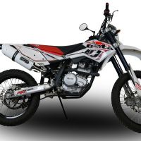 Exhaust system compatible with Beta RR 125 Enduro Lc 4t 2010-2018, Albus Ceramic, Homologated legal slip-on exhaust including removable db killer and link pipe 