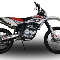Exhaust system compatible with Beta RR 125 Enduro Lc 4t 2010-2018, Deeptone Inox, Homologated legal slip-on exhaust including removable db killer and link pipe 