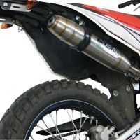 Exhaust system compatible with Beta RR 125 Enduro Lc 4t 2010-2018, Deeptone Inox, Homologated legal slip-on exhaust including removable db killer and link pipe 