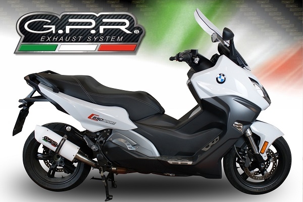 Exhaust compatible with Bmw C 650 Sport 2016-2020, Albus Evo4, Homologated legal slip-on exhaust including removable db killer and link pipe 