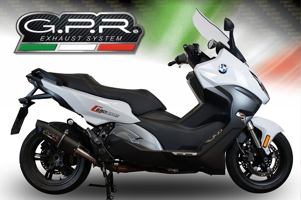 Scarico compatibile con Bmw C 650 Sport 2016-2020, Furore Evo4 Nero, Scarico omologato, silenziatore con db killer estraibile e raccordo specifico