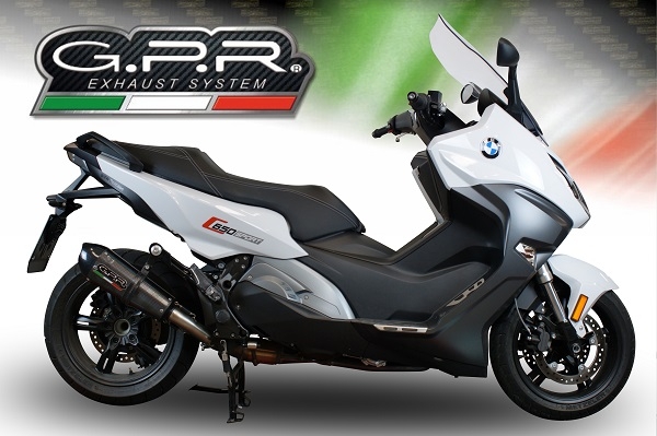 Scarico compatibile con Bmw C 650 Sport 2016-2020, GP Evo4 Poppy, Scarico omologato, silenziatore con db killer estraibile e raccordo specifico