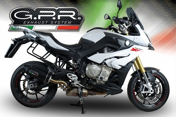 Exhaust compatible with Bmw S 1000 XR -M 2015-2016, Furore Nero, Homologated legal slip-on exhaust including removable db killer and link pipe 