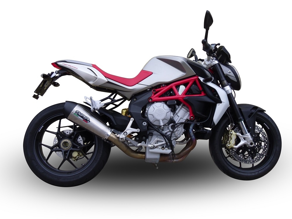 Scarico compatibile con Mv Agusta Brutale 800 Dragster 2013-2016, Gpe Ann. titanium, Scarico omologato, silenziatore con db killer estraibile e raccordo specifico