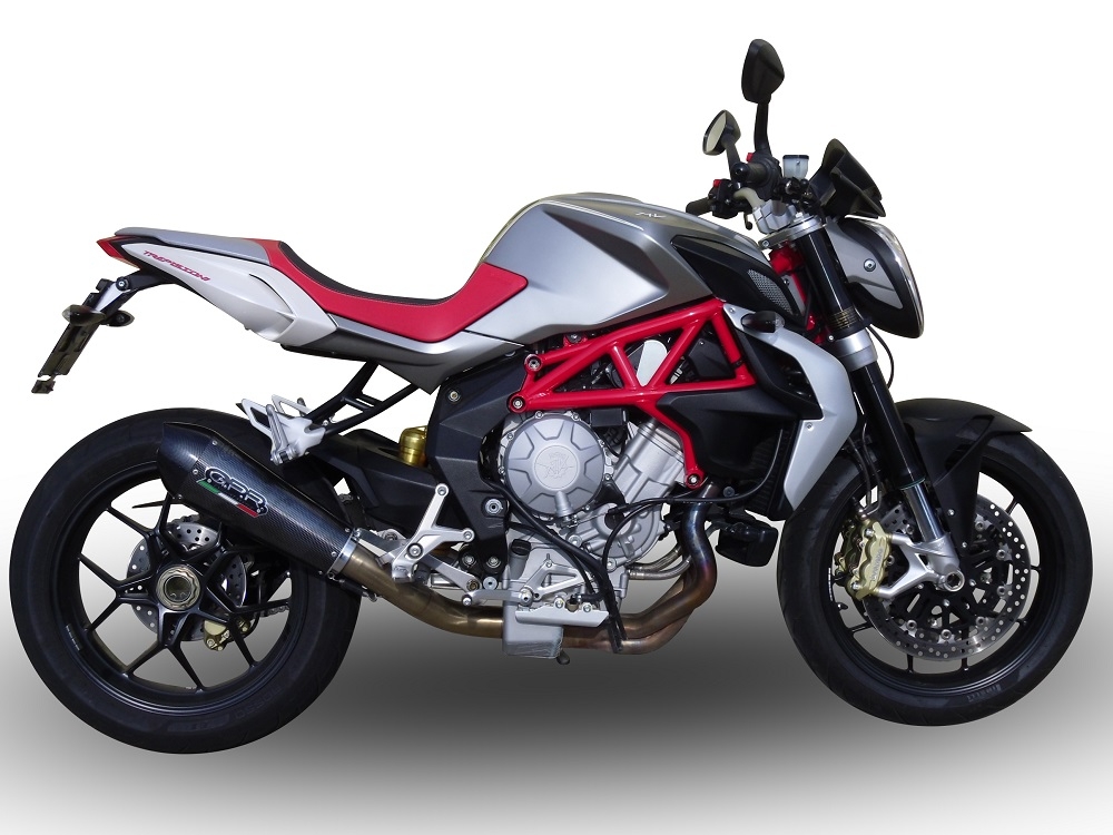 Scarico compatibile con Mv Agusta Brutale 800 2012-2016, Gpe Ann. Poppy, Terminale di scarico omologato, fornito con db killer estraibile, catalizzatore e raccordo specifico