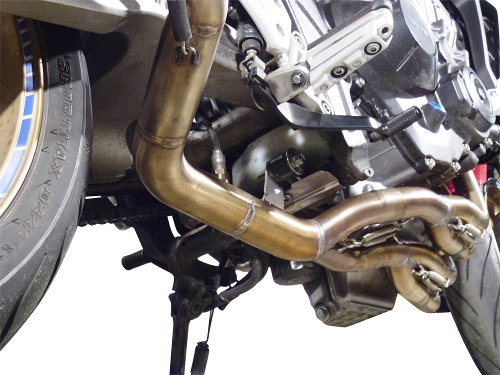 Exhaust system compatible with Honda Cb 650 F 2017-2018, GP Evo4 Black Titanium, Homologated legal full system exhaust, including removable db killer and catalyst 