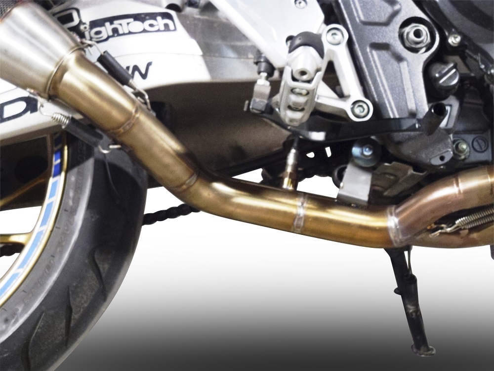 Exhaust system compatible with Honda Cb 650 F 2017-2018, GP Evo4 Black Titanium, Homologated legal full system exhaust, including removable db killer and catalyst 