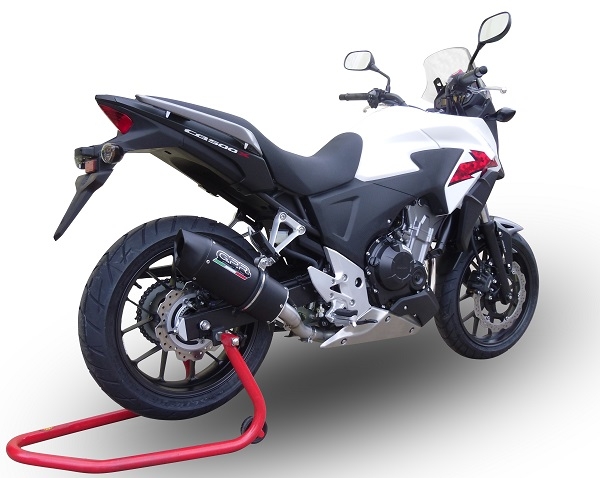 Scarico compatibile con Honda Cb 400 X 2013-2015, Furore Nero, Scarico omologato, silenziatore con db killer estraibile e raccordo specifico