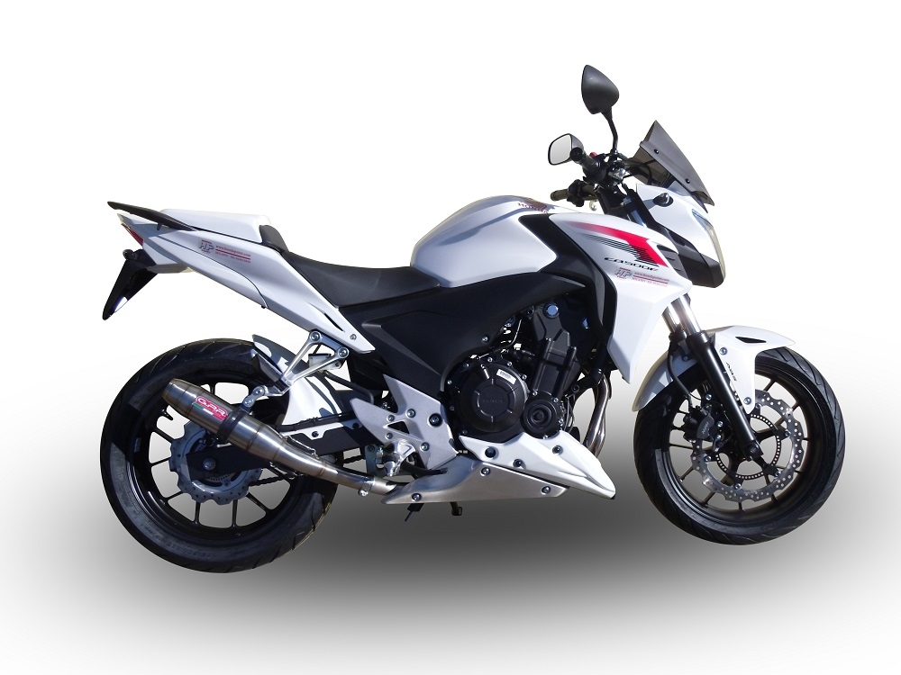 Scarico compatibile con Honda Cb 500 F 2021-2025, Deeptone Inox, Scarico omologato, silenziatore con db killer estraibile e raccordo specifico