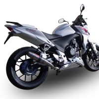 Scarico compatibile con Honda Cb 500 F 2019-2020, Deeptone Inox, Scarico omologato, silenziatore con db killer estraibile e raccordo specifico