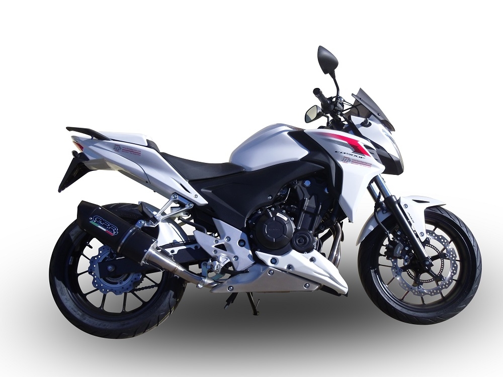 Exhaust compatible with Honda Cb 500 F 2013-2015, Furore Nero, Homologated legal slip-on exhaust including removable db killer and link pipe 