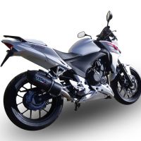 Scarico compatibile con Honda Cb 500 F 2013-2015, Furore Nero, Scarico omologato, silenziatore con db killer estraibile e raccordo specifico