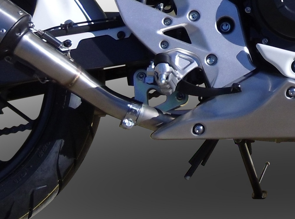 Exhaust system compatible with Honda Cb 500 F 2013-2015, Gpe Ann. Poppy, Homologated legal slip-on exhaust including removable db killer and link pipe 