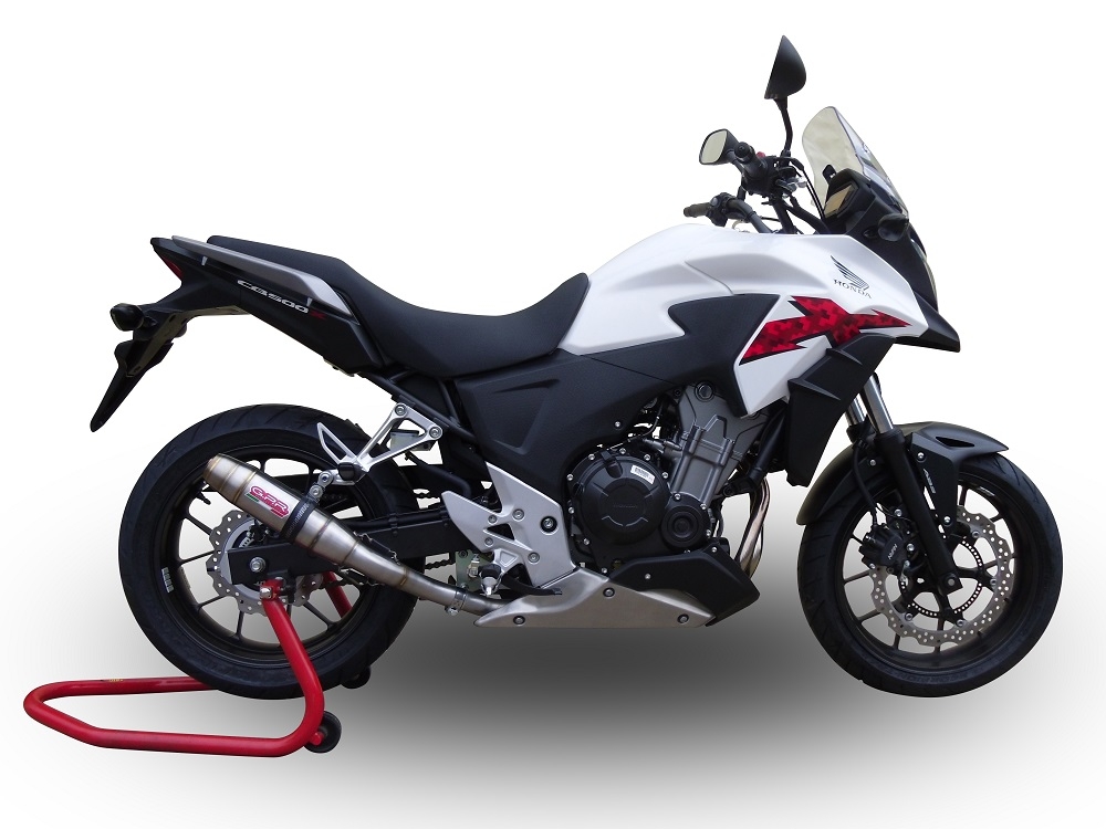 Exhaust system compatible with Honda Cb 500 X 2016-2018, Deeptone Inox, Homologated legal slip-on exhaust including removable db killer and link pipe 