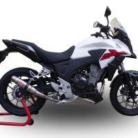 Scarico compatibile con Honda Cb 400 X 2019-2024, Deeptone Inox, Scarico omologato, silenziatore con db killer estraibile e raccordo specifico