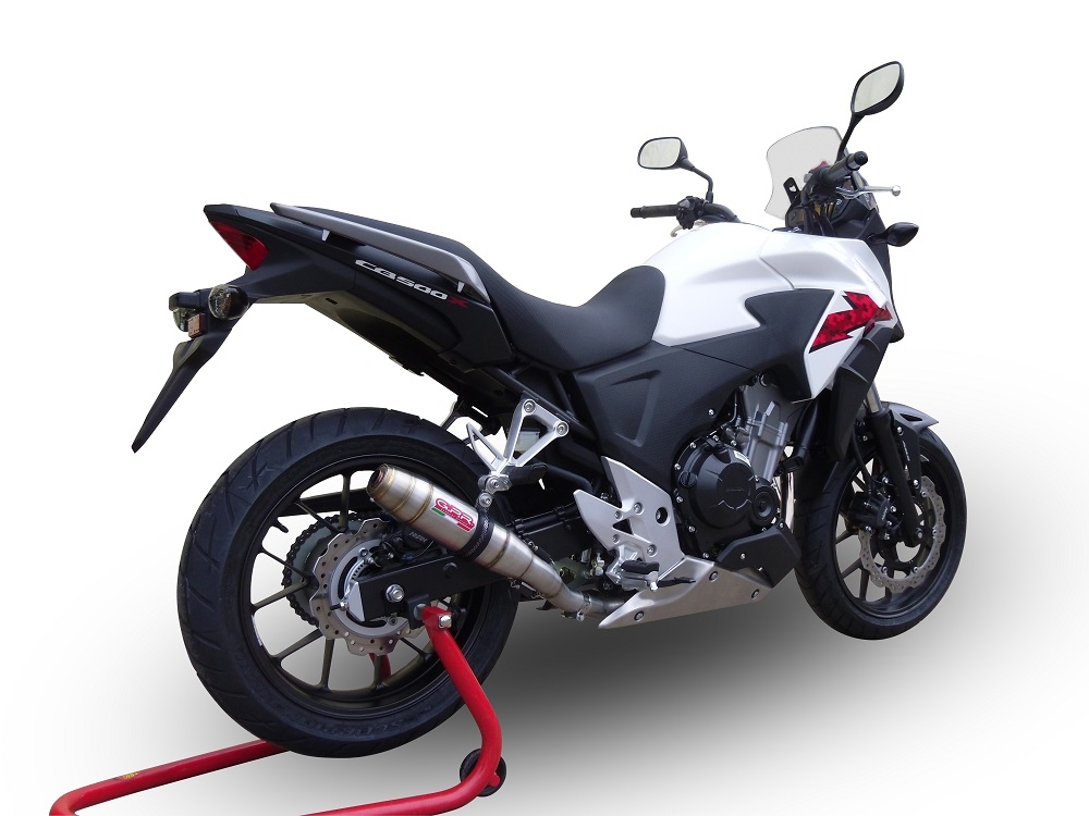 Exhaust system compatible with Honda Cb 500 X 2019-2024, Deeptone Inox, Homologated legal slip-on exhaust including removable db killer and link pipe 