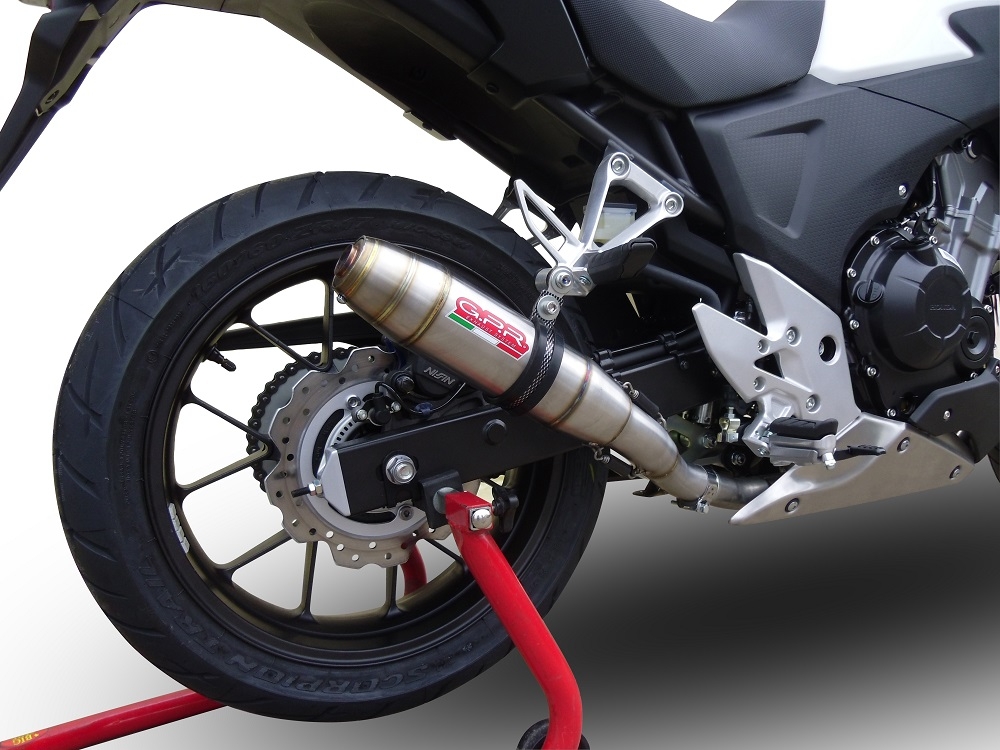 Scarico compatibile con Honda Cb 400 X 2016-2018, Deeptone Inox, Scarico omologato, silenziatore con db killer estraibile e raccordo specifico
