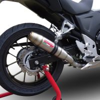 Scarico compatibile con Honda Cb 400 X 2013-2015, Deeptone Inox, Scarico omologato, silenziatore con db killer estraibile e raccordo specifico