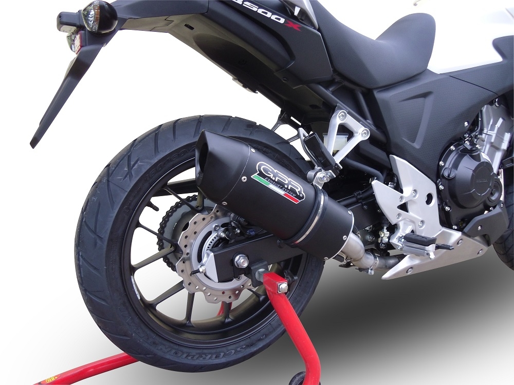 Scarico compatibile con Honda Cb 400 X 2019-2025, Furore Evo4 Nero, Scarico omologato, silenziatore con db killer estraibile e raccordo specifico