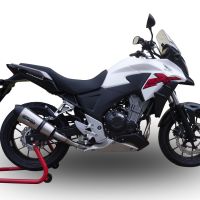 Exhaust system compatible with Honda Cb 500 X 2016-2018, GP Evo4 Titanium, Homologated legal slip-on exhaust including removable db killer and link pipe 