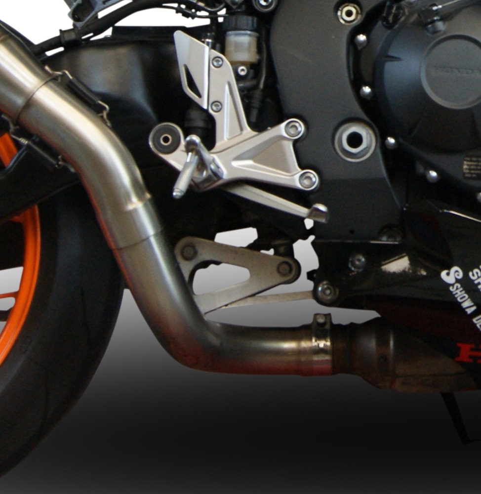 Exhaust system compatible with Honda Cbr 1000 Rr 2014-2016, M3 Black Titanium, Racing slip-on exhaust including link pipe 
