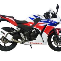 Scarico compatibile con Honda Cbr 300 R 2014-2016, Albus Ceramic, Scarico omologato, silenziatore con db killer estraibile e raccordo specifico