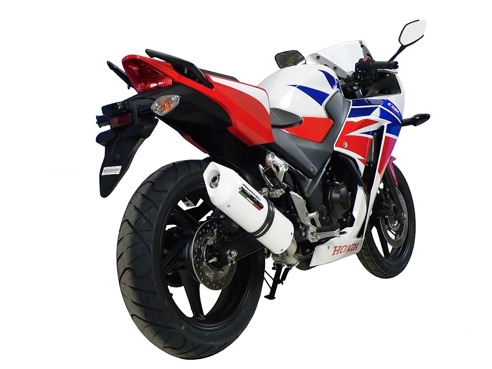 Exhaust system compatible with Honda Cbr 300 R 2014-2016, Albus Ceramic, Homologated legal slip-on exhaust including removable db killer, link pipe and catalyst 