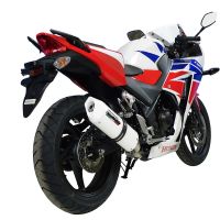 Scarico compatibile con Honda Cbr 300 R 2014-2016, Albus Ceramic, Terminale di scarico omologato,fornito con db killer estraibile,catalizzatore e collettore