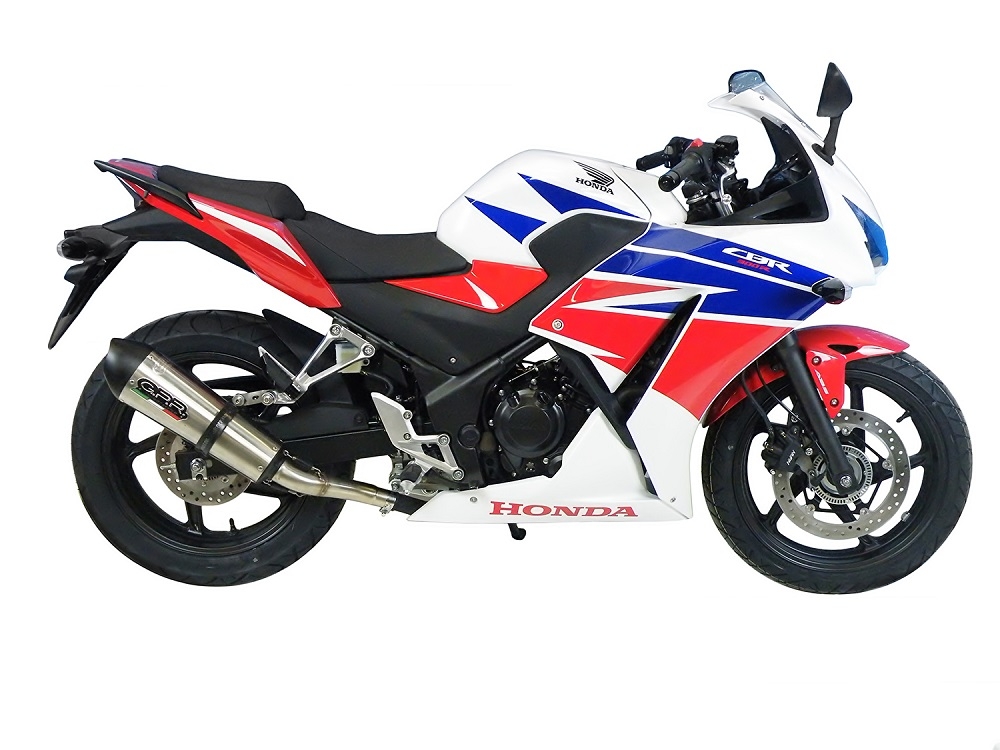 Exhaust compatible with Honda Cbr 300 R 2014-2016, Gpe Ann. titanium, Homologated legal slip-on exhaust including removable db killer, link pipe and catalyst 