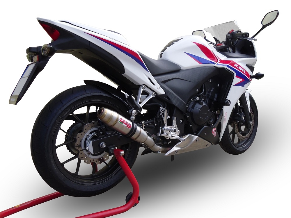 Exhaust system compatible with Honda Cbr 500 R 2012-2018, Deeptone Inox, Racing slip-on exhaust including link pipe 