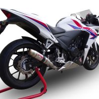 Scarico compatibile con Honda Cbr 500 R 2012-2016, Deeptone Inox, Scarico omologato, silenziatore con db killer estraibile e raccordo specifico