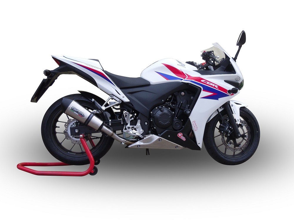 Exhaust system compatible with Honda Cbr 500 R 2012-2018, GP Evo4 Titanium, Homologated legal slip-on exhaust including removable db killer and link pipe 