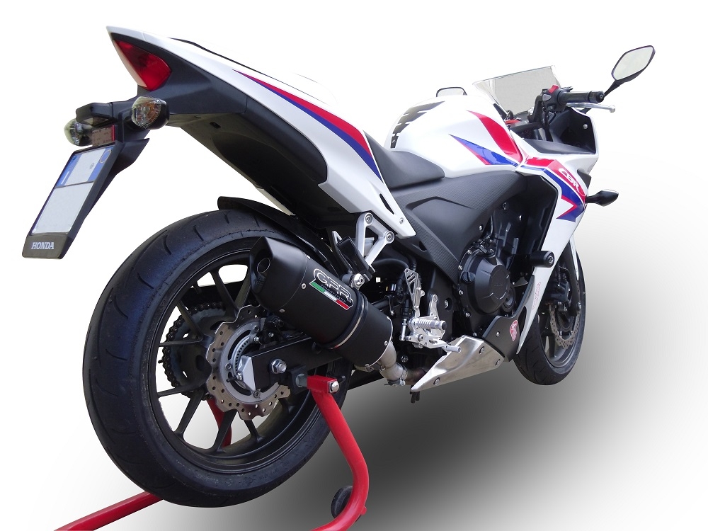 Exhaust compatible with Honda Cbr 500 R 2023-2024, Furore Nero, Homologated legal slip-on exhaust including removable db killer and link pipe 