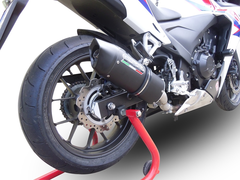 Exhaust compatible with Honda Cbr 500 R 2023-2024, Furore Nero, Homologated legal slip-on exhaust including removable db killer and link pipe 