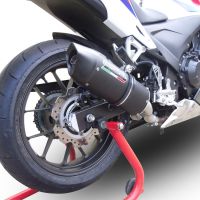 Exhaust system compatible with Honda Cbr 500 R 2012-2016, Furore Nero, Homologated legal slip-on exhaust including removable db killer and link pipe 