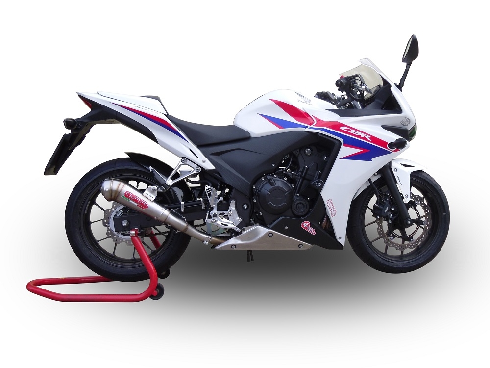 Exhaust system compatible with Honda Cbr 500 R 2012-2018, Powercone Evo, Homologated legal slip-on exhaust including removable db killer and link pipe 