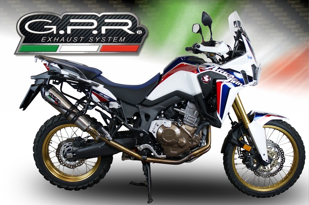Scarico compatibile con Honda Crf 1000 L Africa Twin 2015-2017, Gpe Ann. titanium, Scarico omologato, silenziatore con db killer estraibile e raccordo specifico