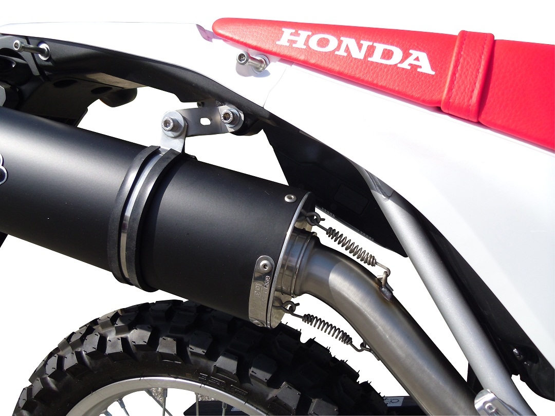 Scarico compatibile con Honda Crf 250 M 2013-2016, Satinox, Terminale di scarico omologato,fornito con db killer estraibile,catalizzatore e collettore