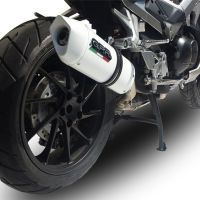 Exhaust system compatible with Honda Crossrunner 800 Vfr 800 X 2015-2016, Albus Ceramic, Homologated legal slip-on exhaust including removable db killer and link pipe 