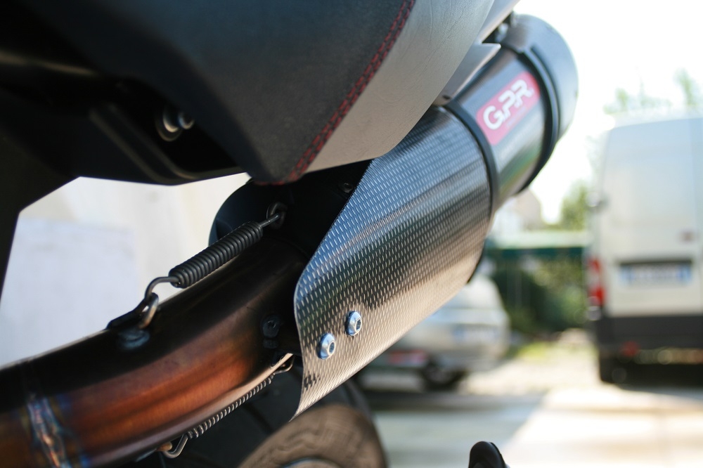Scarico compatibile con Moto Morini Gran passo 1200 2008-2011, Gpe Ann. titanium, Scarico omologato, silenziatore con db killer estraibile e raccordo specifico