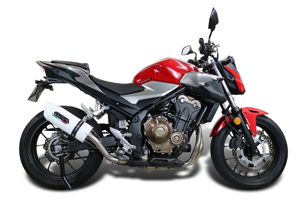 Scarico compatibile con Honda Cb 500 F 2021-2025, Albus Evo4, Scarico omologato, silenziatore con db killer estraibile e raccordo specifico