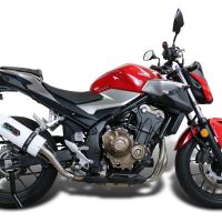 Exhaust system compatible with Honda Cb 500 F 2013-2015, Albus Ceramic, Homologated legal slip-on exhaust including removable db killer and link pipe 
