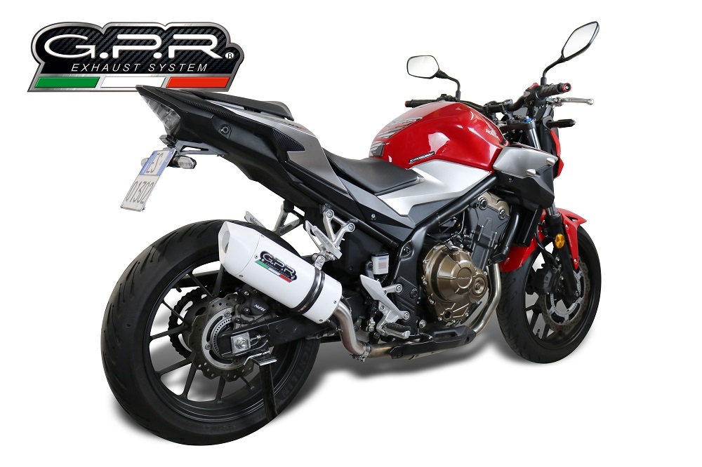 Scarico compatibile con Honda Cb 500 F 2021-2025, Albus Evo4, Scarico omologato, silenziatore con db killer estraibile e raccordo specifico