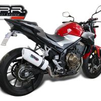 Scarico compatibile con Honda Cb 500 F 2013-2015, Albus Ceramic, Scarico omologato, silenziatore con db killer estraibile e raccordo specifico