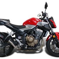 Exhaust compatible with Honda Cb 500 F 2021-2025, Furore Nero, Homologated legal slip-on exhaust including removable db killer and link pipe 